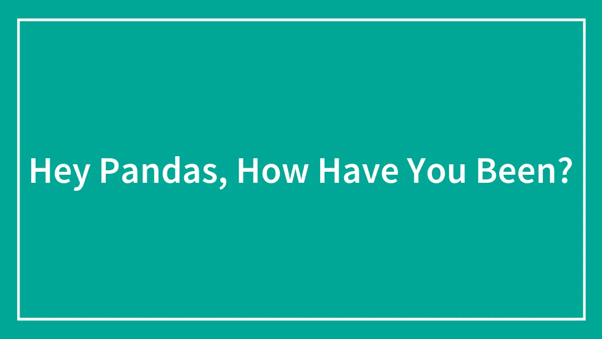 Hey Pandas, How Have You Been?