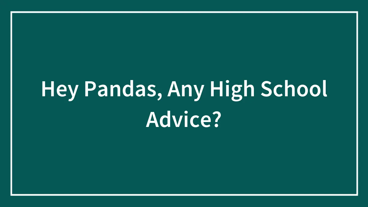 Hey Pandas, Any High School Advice?