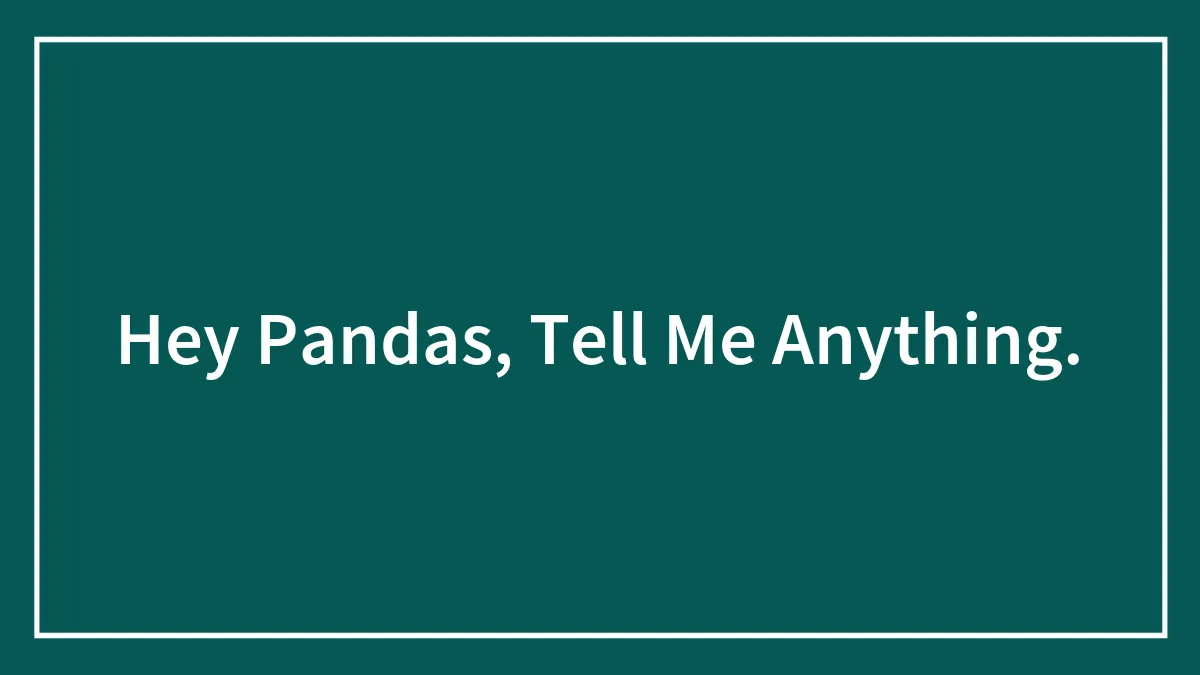 Hey Pandas, Tell Me Anything.