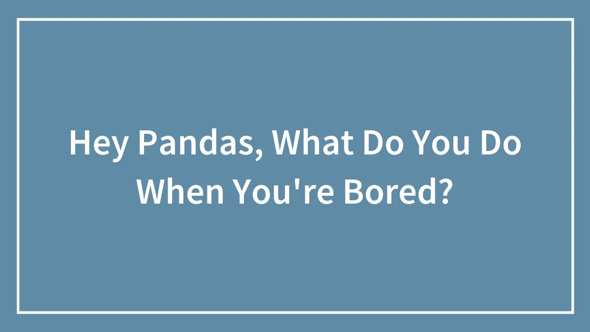Hey Pandas, What Do You Do When You're Bored?