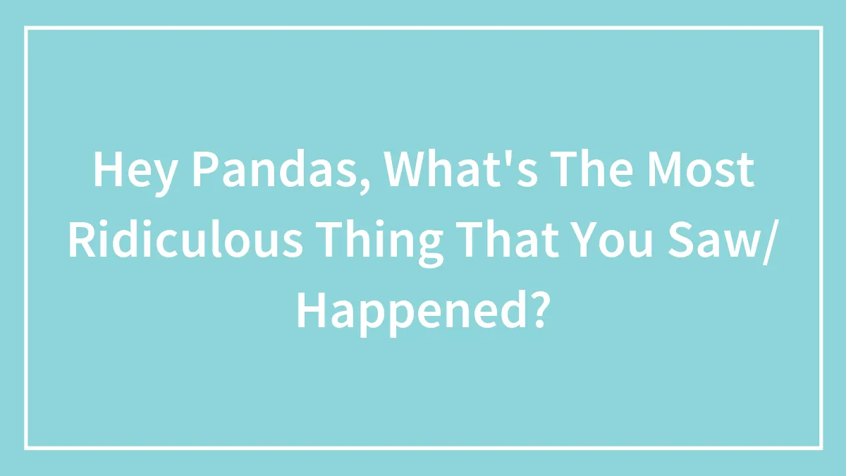 Hey Pandas, What's The Most Ridiculous Thing That You Saw/ Happened?