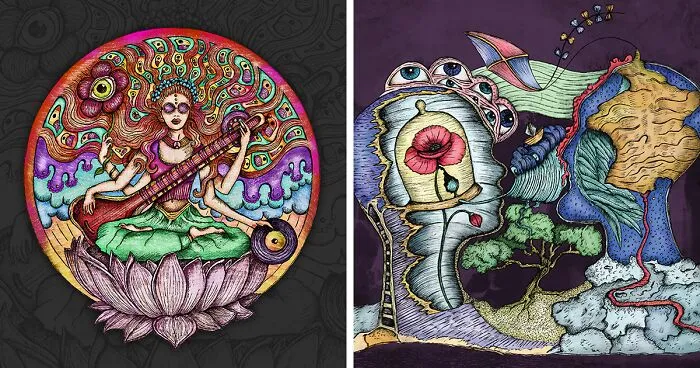 I Created A Diary In The Form Of Hybrid Characters And Linear Colorful Organisms (18 Pics)