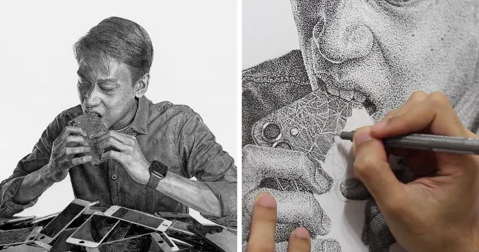 I Made This Large-Scale Drawing Using Only Dots (17 Pics)
