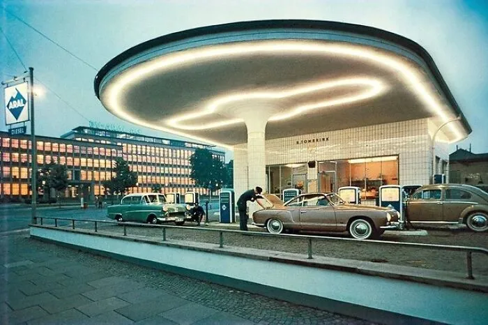 Gas Station In Germany, 1958