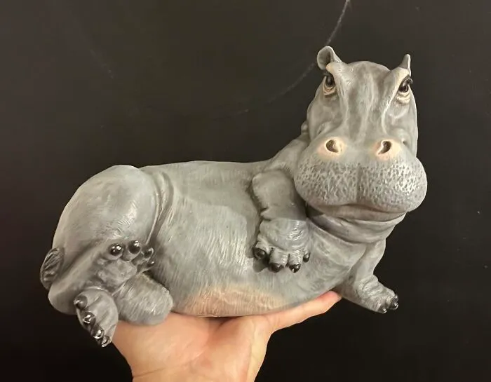 This Big Hippo Was Part Of A Large Lot Of Figurines I Picked Up At An Estate Sale. There Was A Smaller Pair Of Hippos With It