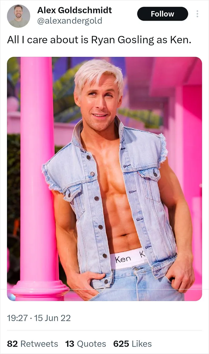 22 Best Twitter Reactions About How Ryan Gosling Was Built To Play Barbie’s Ken
