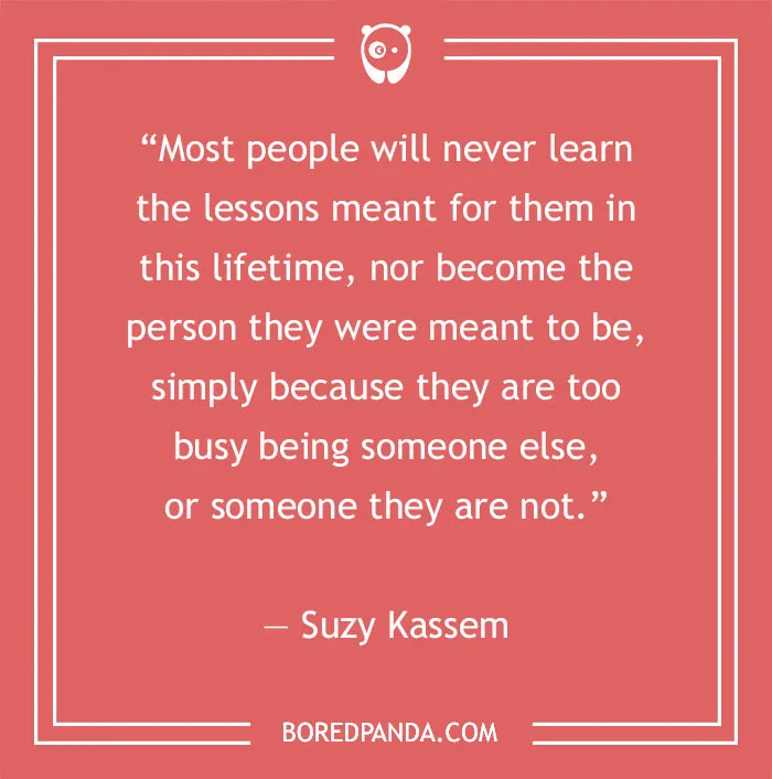 Quote by Suzy Kassem about fake people, on a red background with an owl logo.