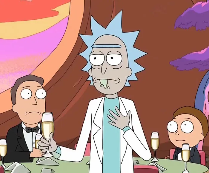 Rick wearing lab coat