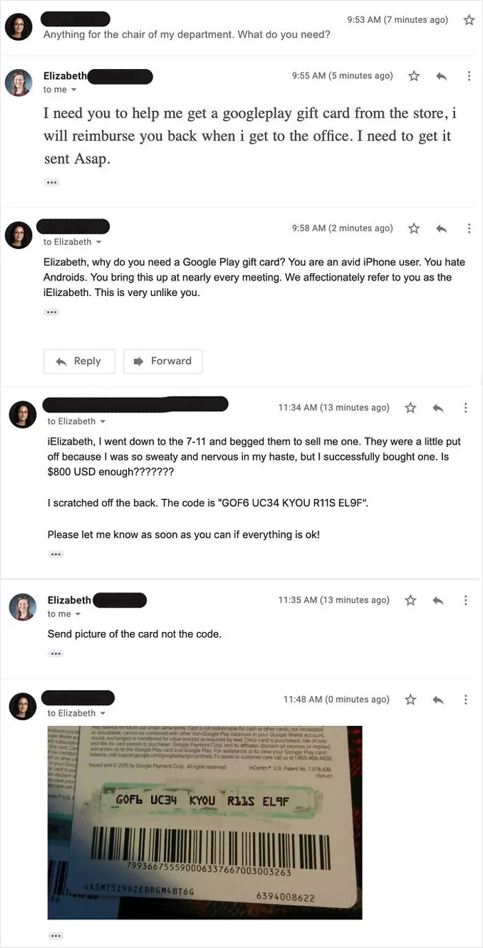 Someone Pretending To Be The Chair Of My Department Tried To Scam Me. Did I Do This Right?