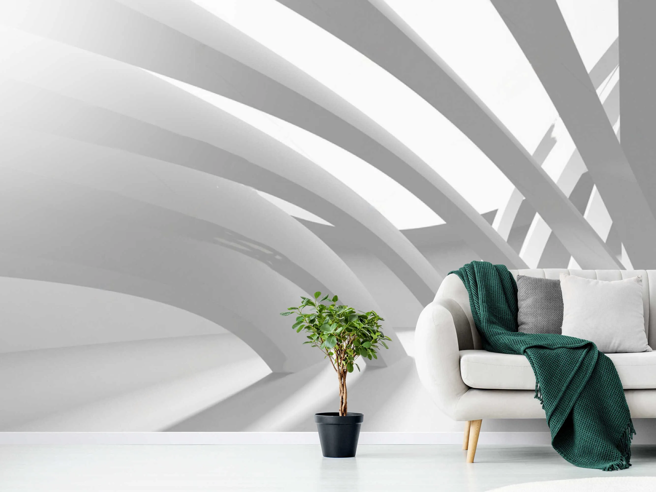 "Prepare To Challenge Your Perception Of Space And Reality With White 3D Wallpapers, As They Effortlessly Transform Any Room Into A Mind-Bending Gallery Of Optical Illusions And Architectural Wonders."
