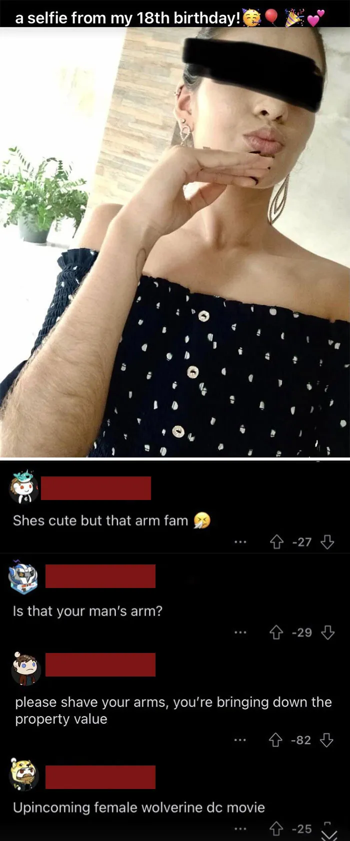 A Girl Posts A Selfie For Her 18th Birthday… Cue Men Being Confused And Rude About The Fact That Women Have Body Hair
