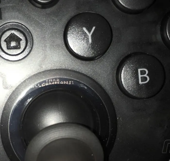 The Nintendo Switch Pro Controller Has A Thx2allgamers On The Joystick