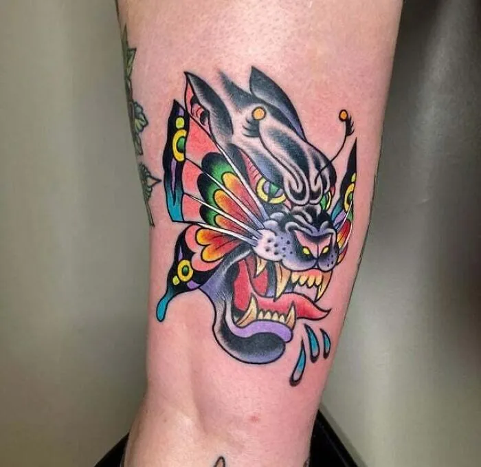 Butterfly Panther Morph Tattoo
