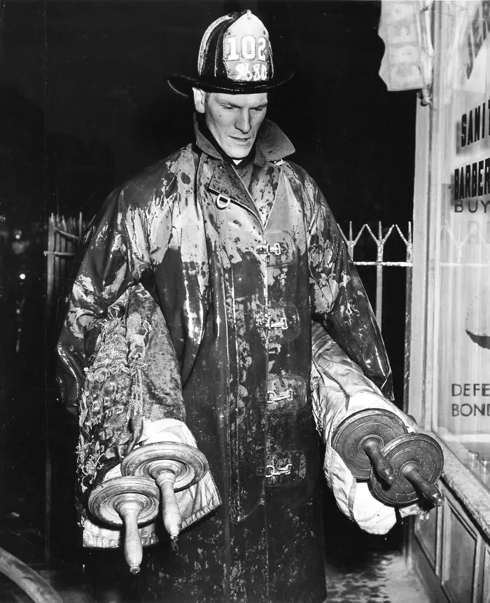 Fireman Rescues Torah Scrolls From A Burning Synagogue, 1940's