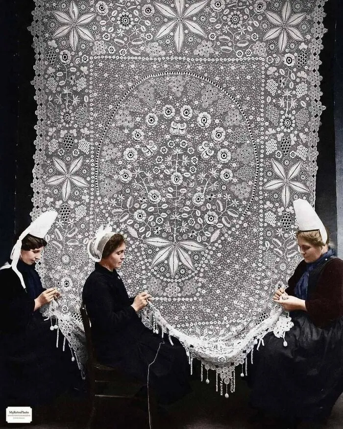 Lace Making In Brittany France 1920