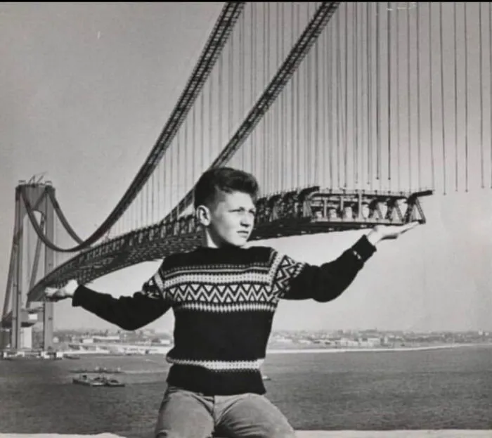 Verrazano Narrows During Construction, Early 60s