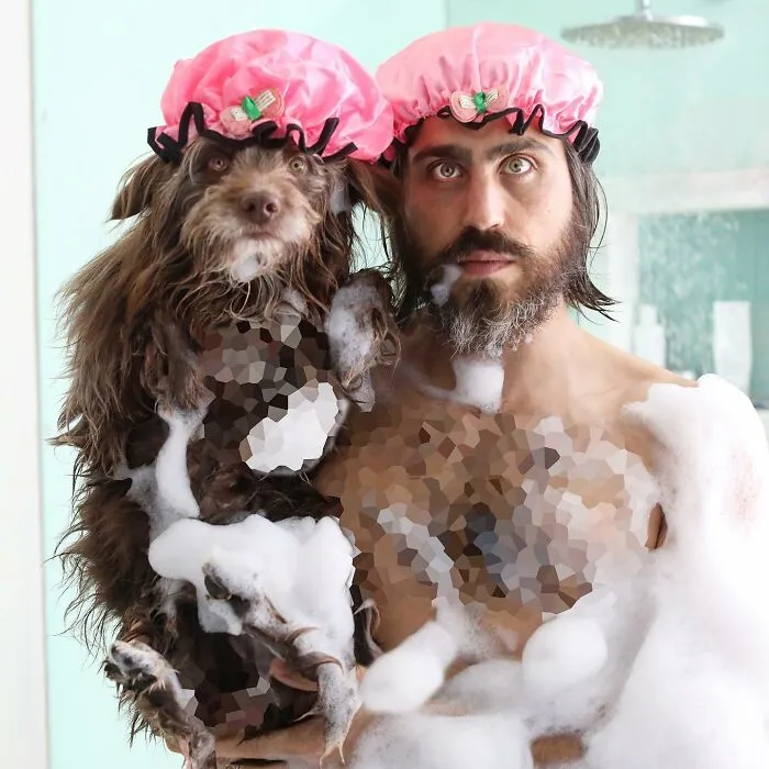 Human-Animal Doppelgangers: 30 Captivating Photographs Of A “Dog Dad” And His Pup Companion In Matching Outfits (New Pics)