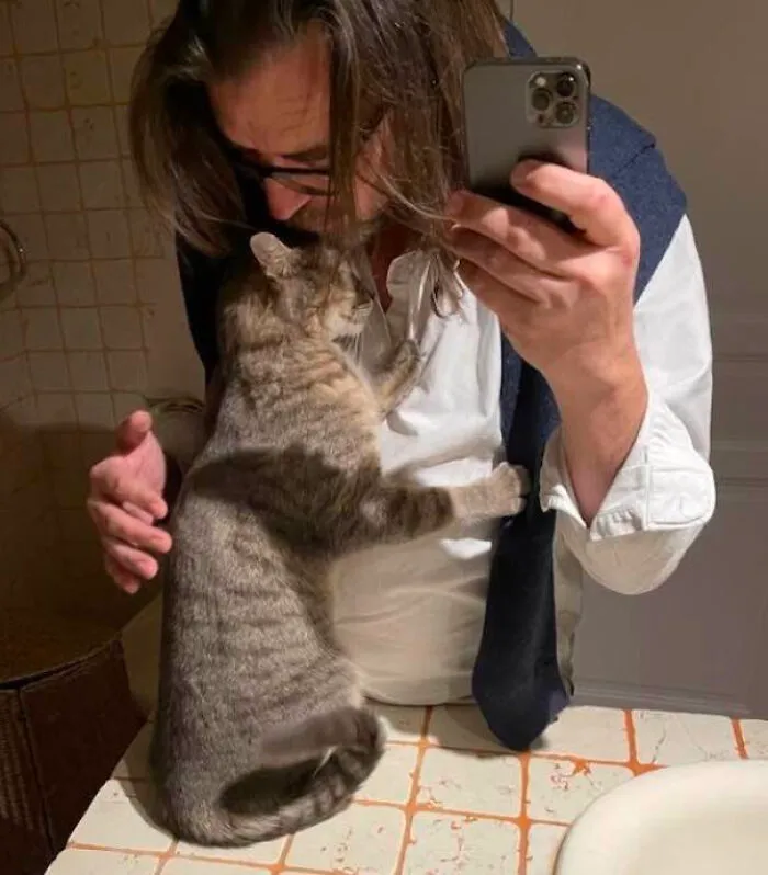 We Adopted This Little Guy After He Was Left Alone. He's Happy And Full Of Purrs