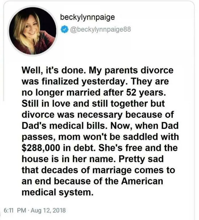 Wow. Medical Debt Causes Divorce For Married Couple Of 52 Years
