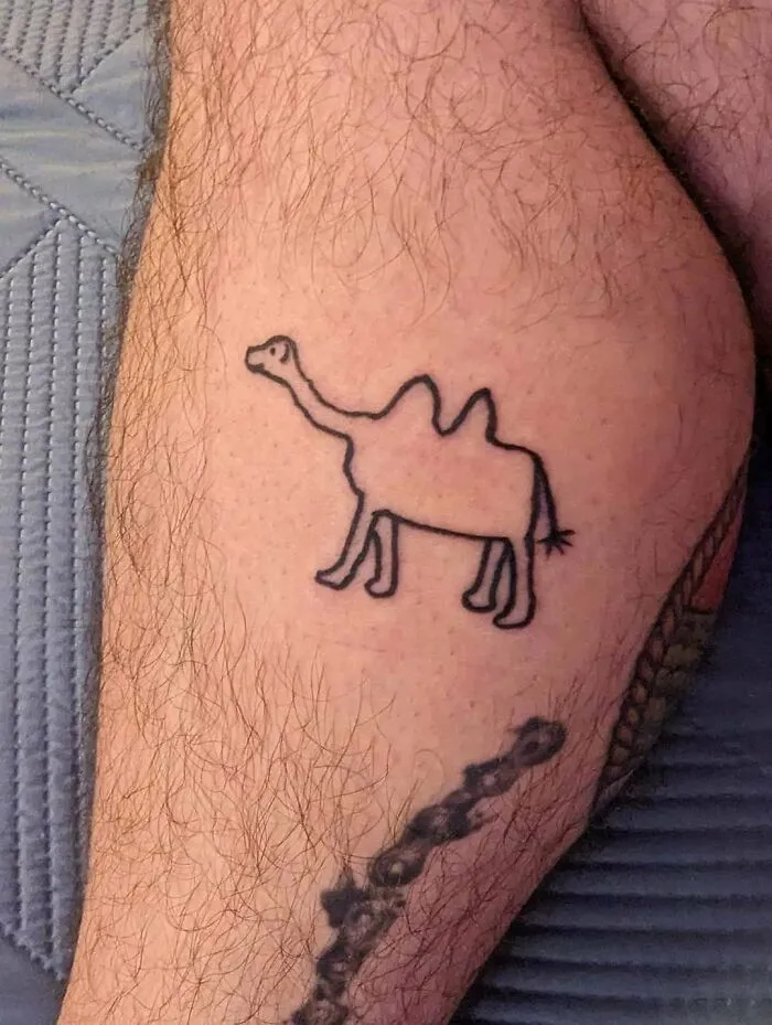 My Wife Doesn't Draw. She Drew Me A Camel. So I Got It Tattooed. (Tattoo Is Good, Drawing Is Debatable But I Love Her)