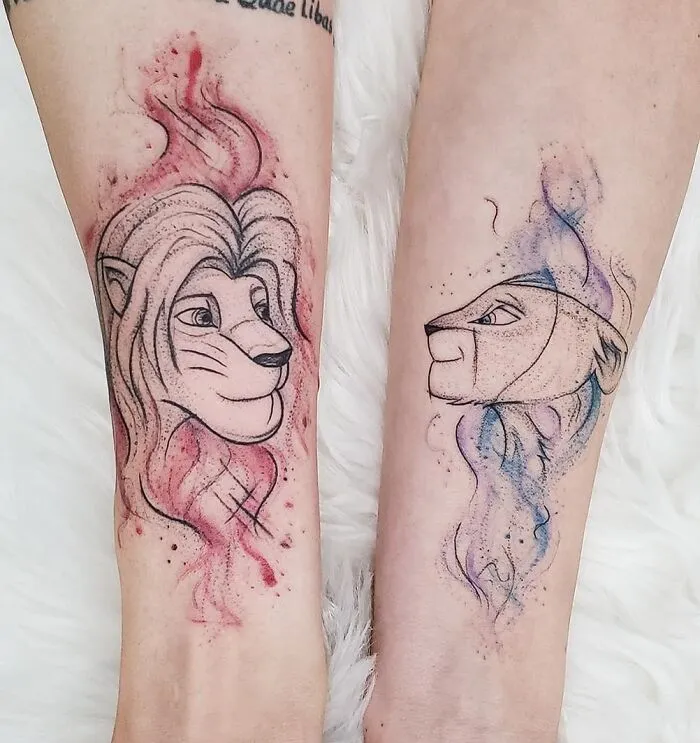 The Lion King Couple Tattoo