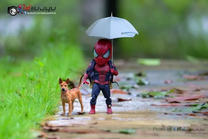 The Adventures Of Baby Spidey And His Cute Animal Pals: 30 New Photos By This Artist