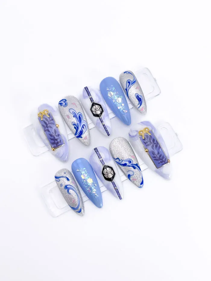 Genshin Impact Ayato Inspired Nail Set