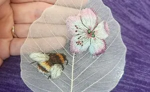 I Love To Create Lifelike Needle Paintings On Real Leaves (6 Pics)