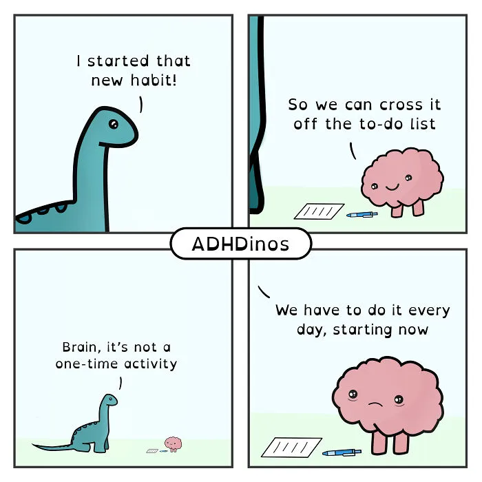 “ADHDinos”: My Webcomic About The Daily Struggles I Experience With ADHD (23 New Pics)