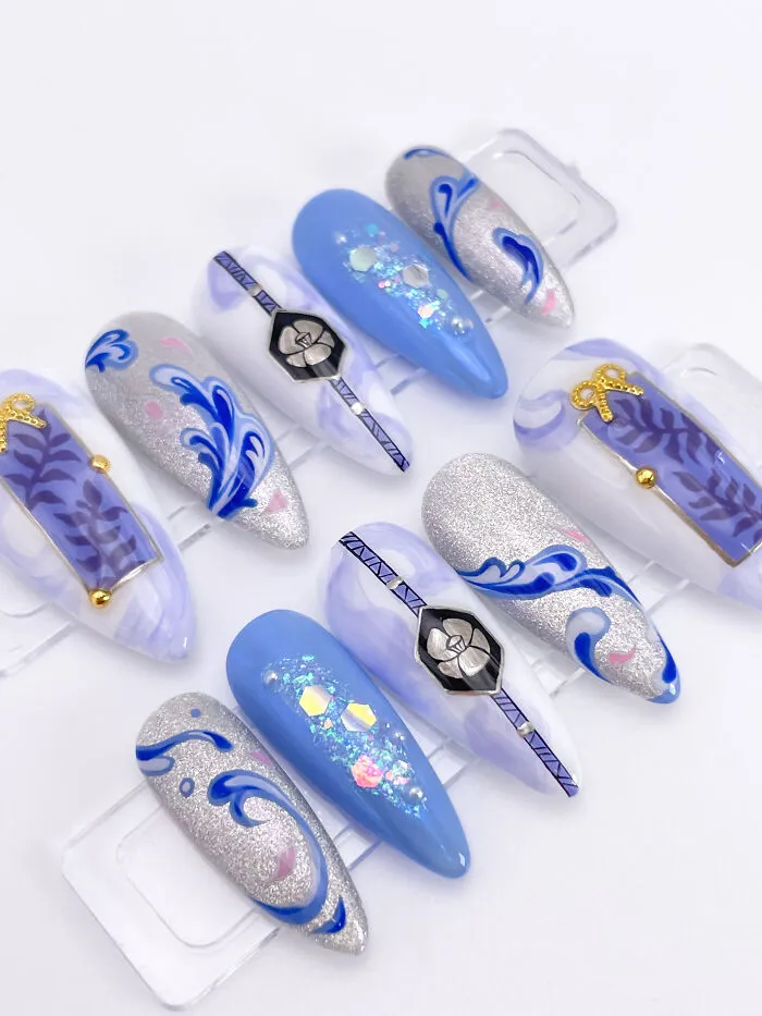 Genshin Impact Ayato Inspired Nail Set