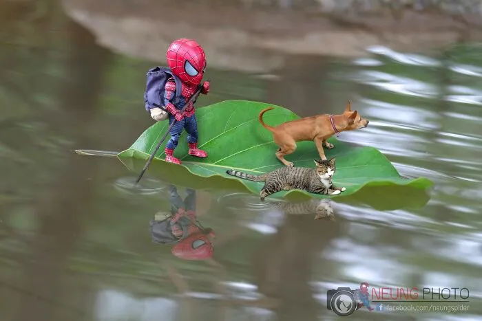 The Adventures Of Baby Spidey And His Cute Animal Pals: 30 New Photos By This Artist