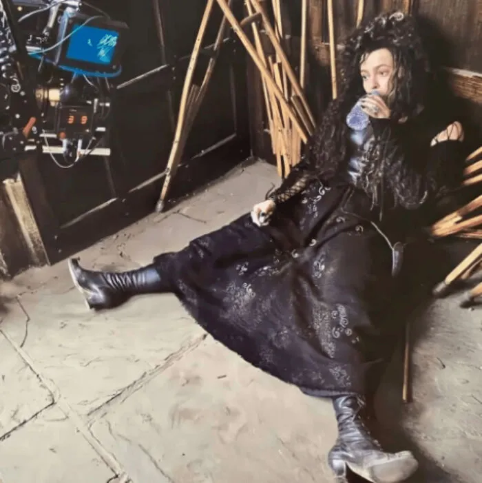 Helena Bonham Carter en el rodaje de Harry Potter