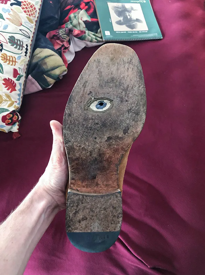 My Dress Shoe Sole Has Worn Out To Make It Look Like It Has An Eye On The Bottom Of It