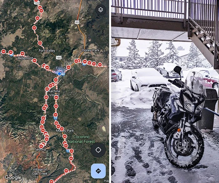 I'm On A Motorcycle Trip From Colorado Springs To Las Vegas. I Went South To Avoid The Snow, And Now I'm Stuck In Arizona With Over A Foot Of Snow