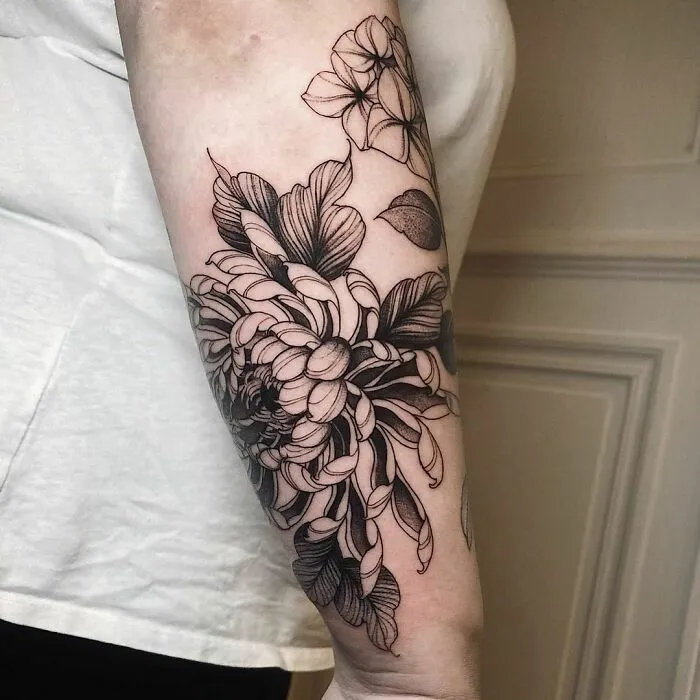 "Petite Chrysanthème" Forearm Tattoo