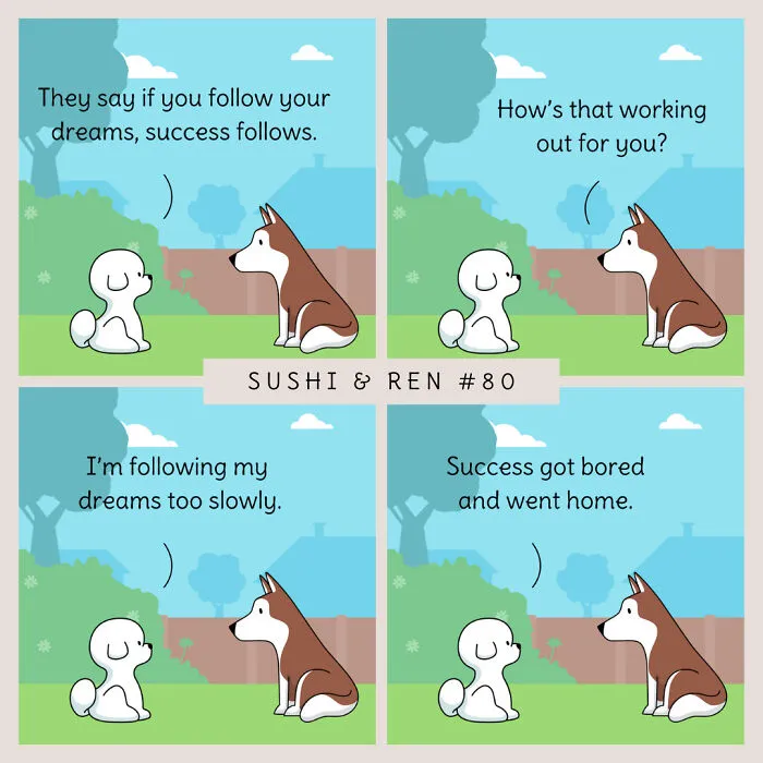 I Created 40 Humorous Comics Featuring A Dog Love Story