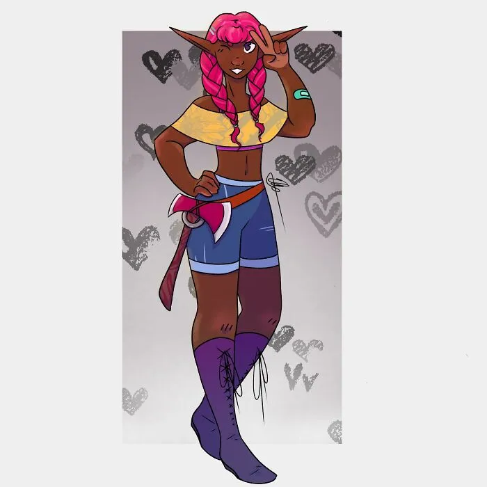 Her Name Is Jade! Also All My Other Drawings Feel Really Desaturated When I Look At Them Next To Her Lol