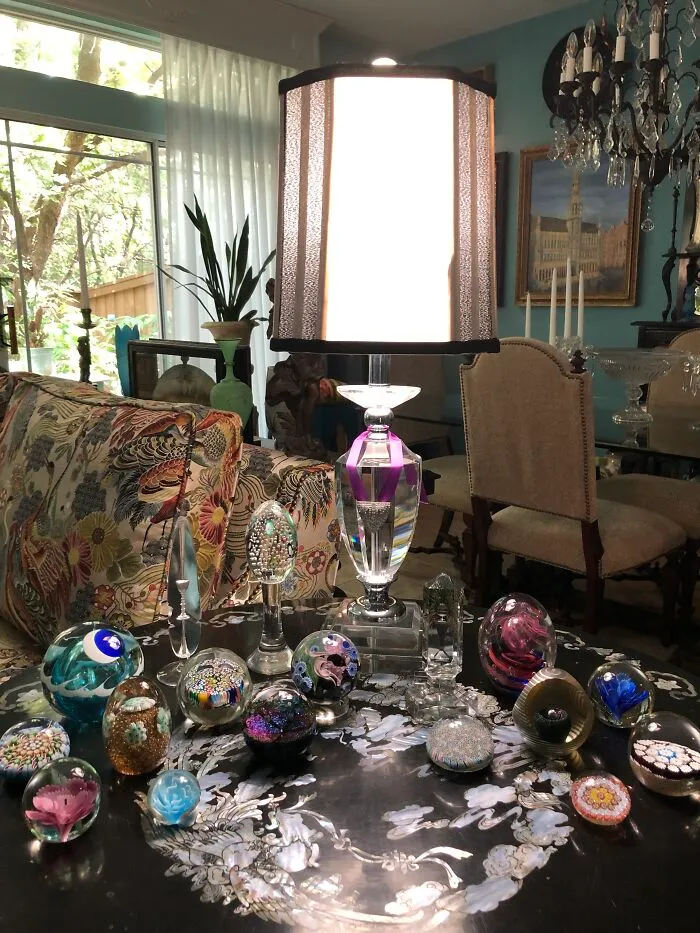 Crystal Paperweights.  I’ve Been Collecting For Almost 40 Years.  Ranging From The 1800s To Present.  This Is Just A Fraction Of Them