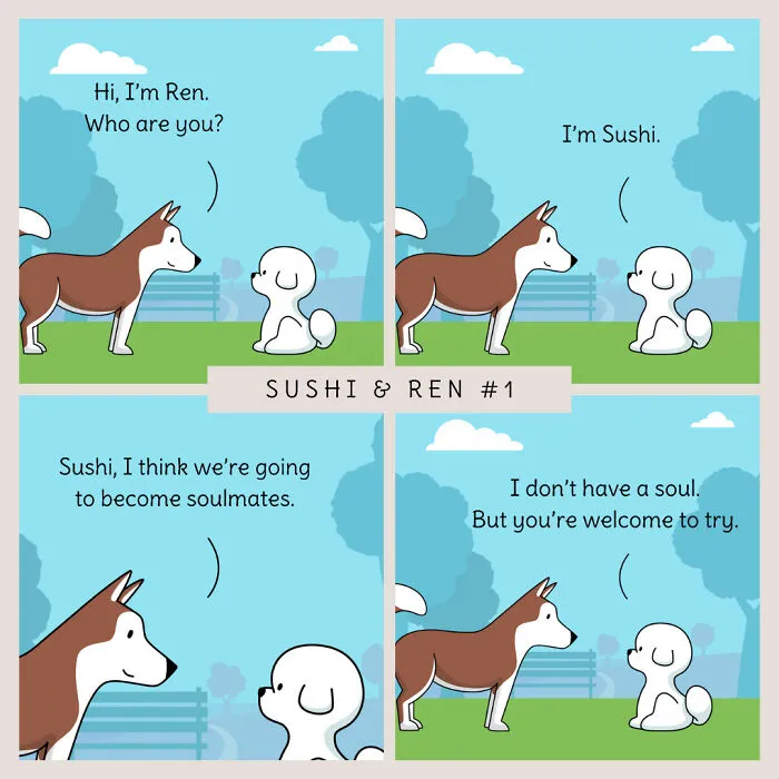 I Created 40 Humorous Comics Featuring A Dog Love Story