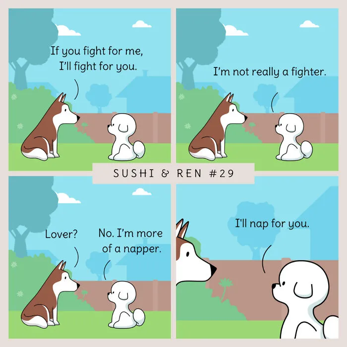I Created 40 Humorous Comics Featuring A Dog Love Story