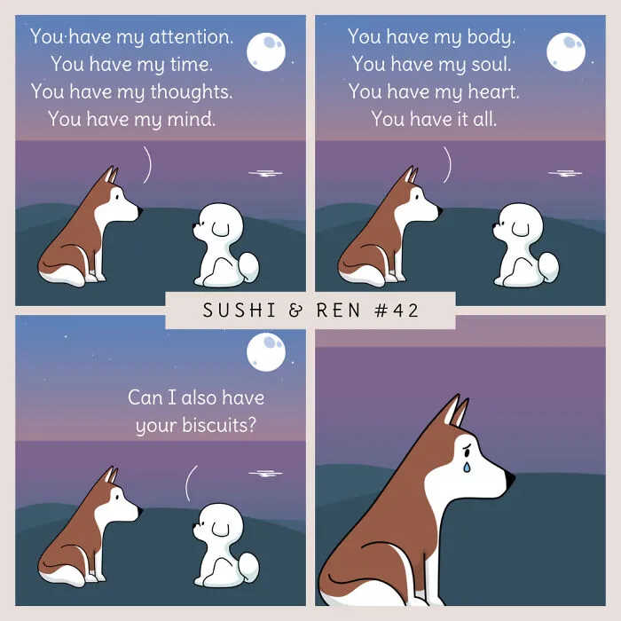I Created 40 Humorous Comics Featuring A Dog Love Story