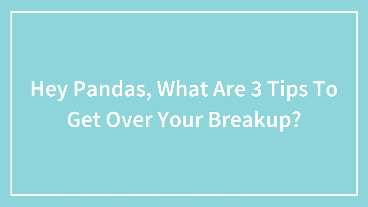 Hey Pandas, What Are 3 Tips To Get Over Your Breakup? (Closed)