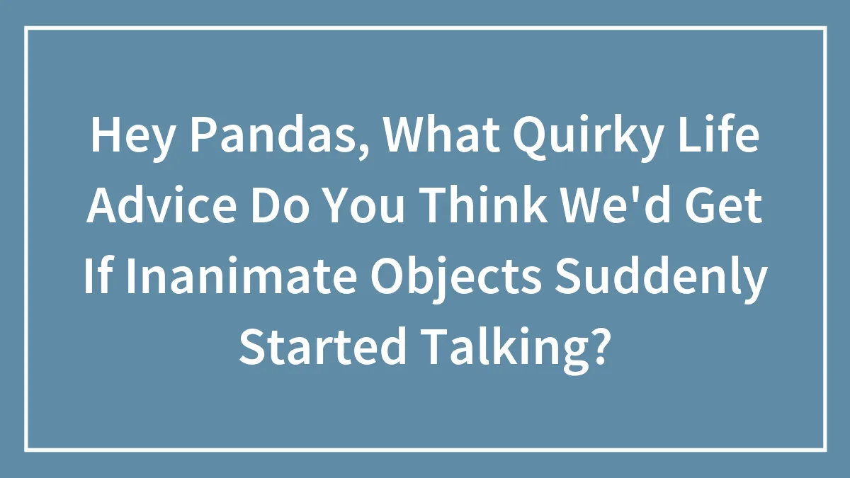 Hey Pandas, What Quirky Life Advice Do You Think We'd Get If Inanimate Objects Suddenly Started Talking?
