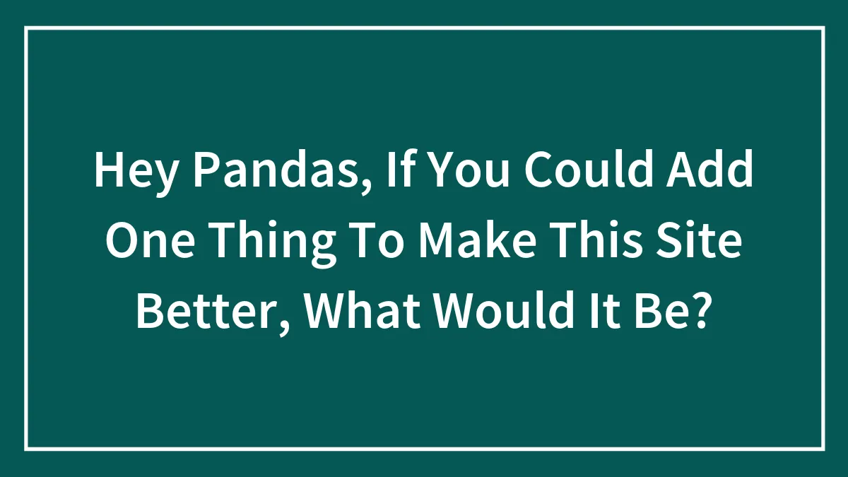 Hey Pandas, If You Could Add One Thing To Make This Site Better, What Would It Be? (Closed)