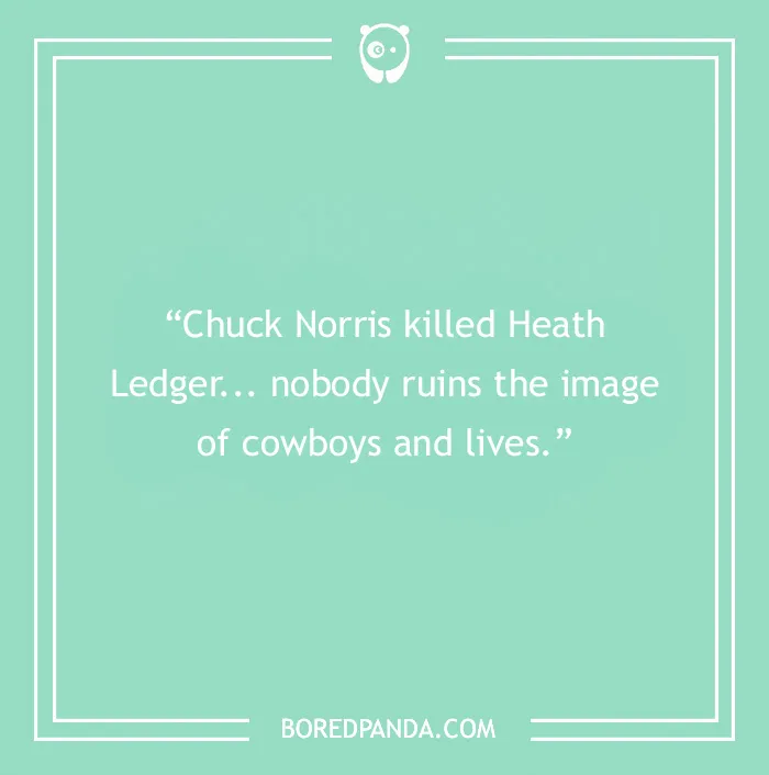 Cowboy joke text about Chuck Norris on a light green background with white border and boredpanda.com logo.