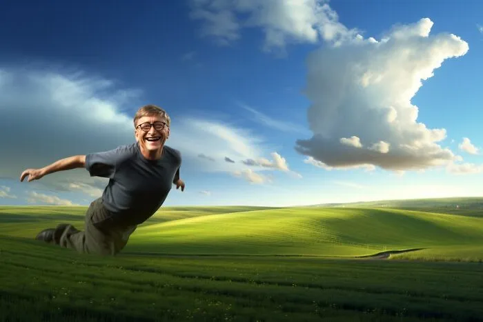 Bill Gates Frolicking Through Windows Xp Wallpaper