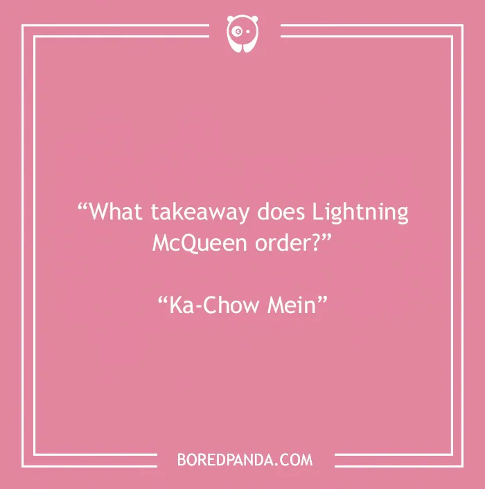 Disney joke on Lightning McQueen order