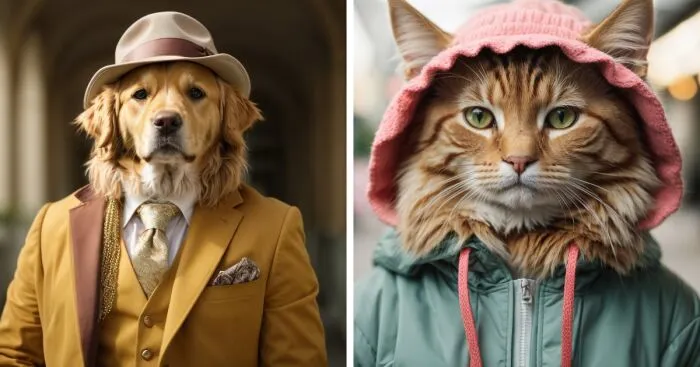 "Paws & Couture": Images Of Cats And Dogs In Unique Styles I Made