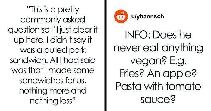 Husband Gets The Silent Treatment After Partner Finds Out The Dinner He Ate Was Vegan