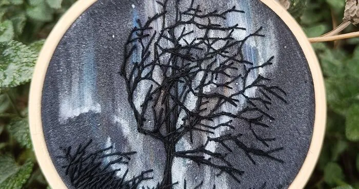 I Experimented With Embroidery And Paint To Create Dreamy Artwork Of The Aurora Borealis (23 Pics)